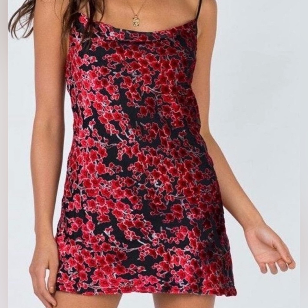 Princess Polly Cherry Blossom Dress black and red. Size 8. Great condition!